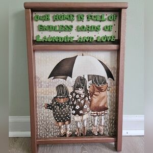 Vintage Handmade Decorative Laundry Room Sign with Umbrella Design
